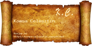 Komsa Celesztin névjegykártya